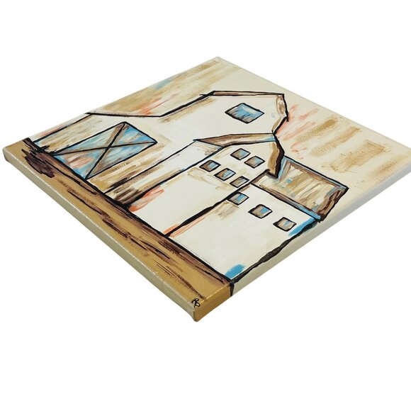 Rustic Barn Canvas Art Painting Signed By RP Artist 12" X 12" Farmhouse Decor - Picture 5 of 10
